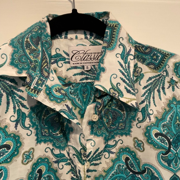 Paisley shirt dress—English Country Classics US size 4 - Picture 2 of 5